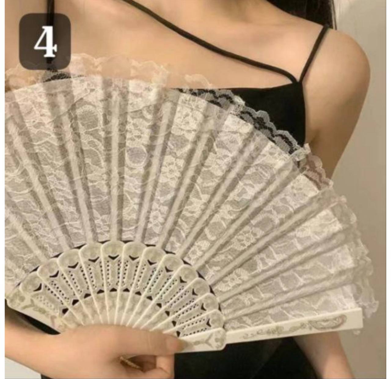 بادبزن مجلسی گیپور سفید و مشکی