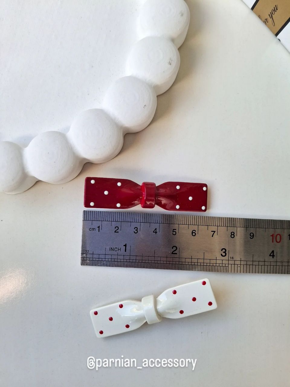 گیره پاپیونی خالدار سفید و قرمز accessoryparnian