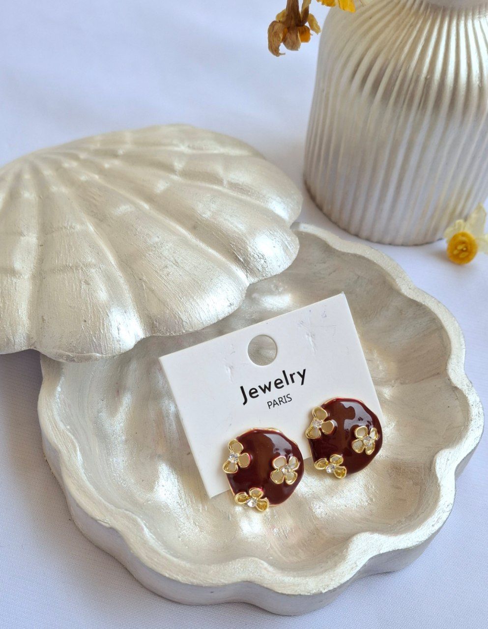 گوشواره زرشکی میخ نقره