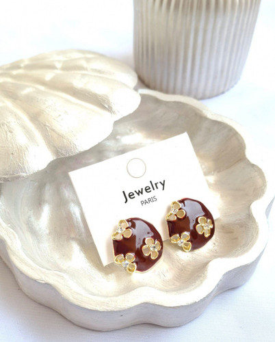 گوشواره زرشکی میخ نقره