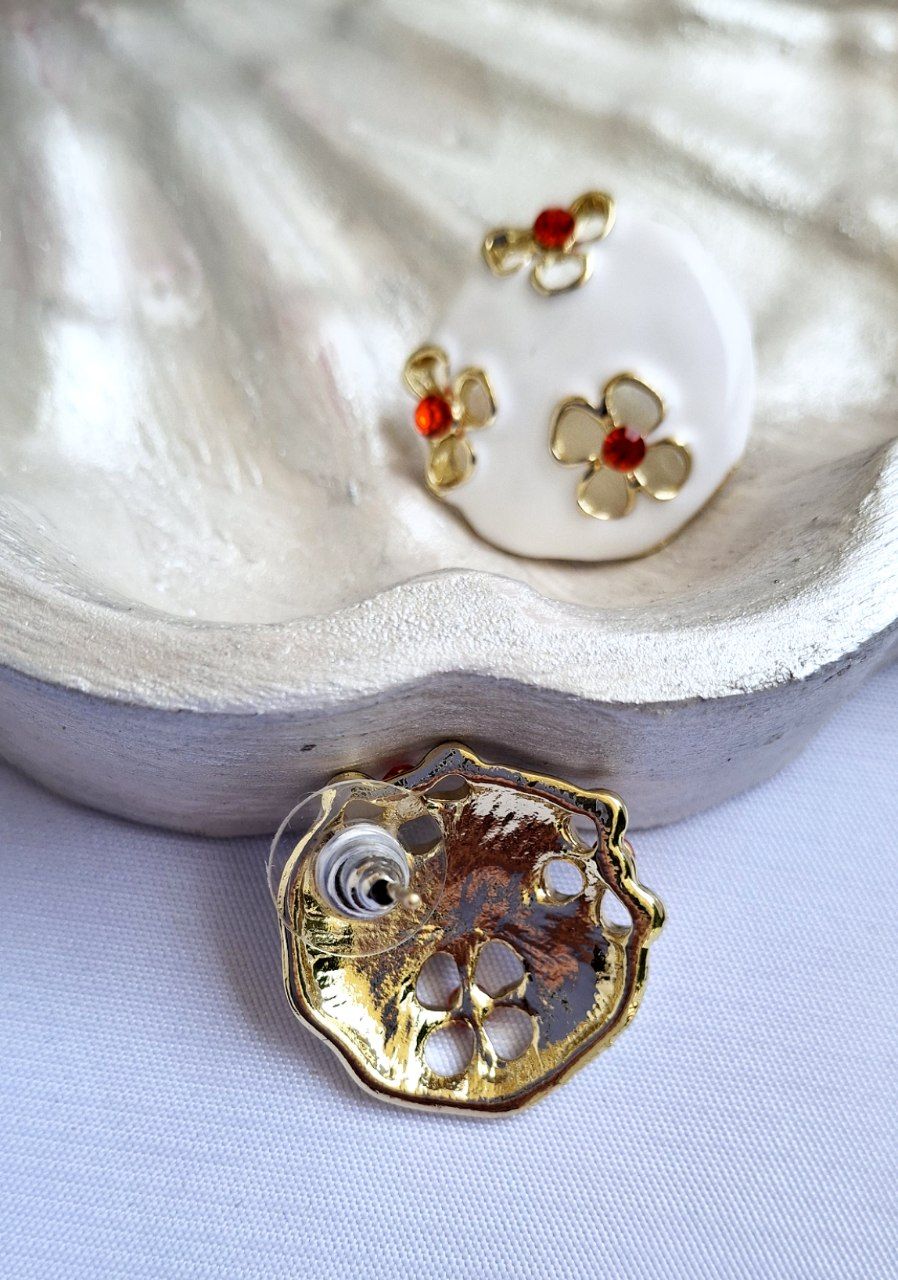 گوشواره زرشکی میخ نقره