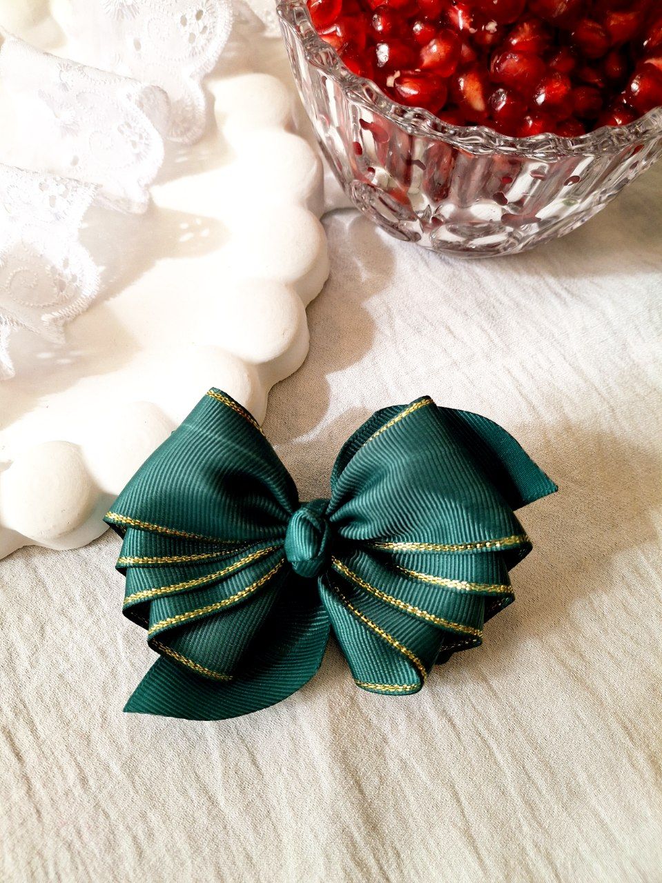 گیره پاپیونی انبری سبز یلدایی